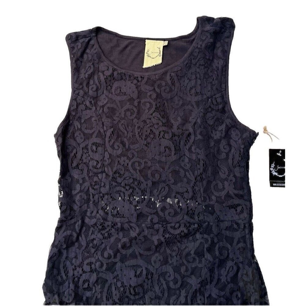 Sea Gypsies By Coven Black Ebony Lace Maxi Illusion Dress Size M - Picture 6 of 16